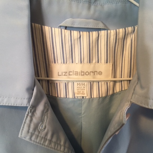 Liz Claiborne mid-length spring blue trench coat - Picture 7 of 9